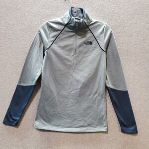 The North Face Women Sweatshirt XS Gray Logo 1/4 Zip Long Sleeve Mock Neck